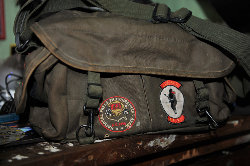 Military bag with patches