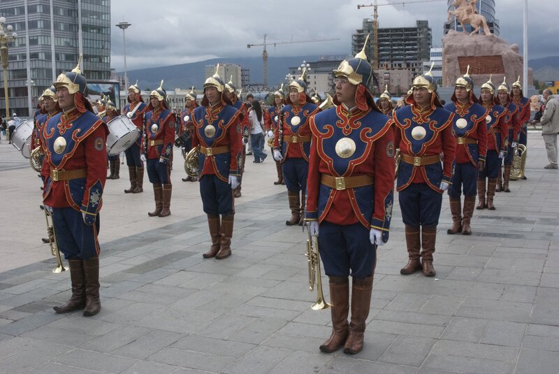 Military band in ceremonial uniforms