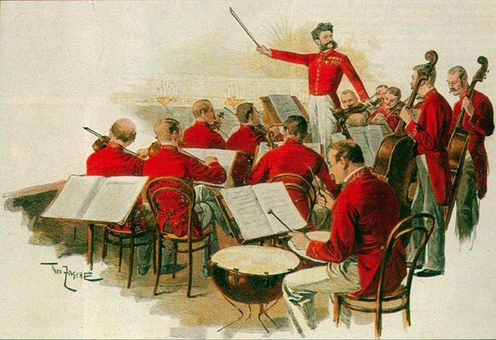 Military band performing