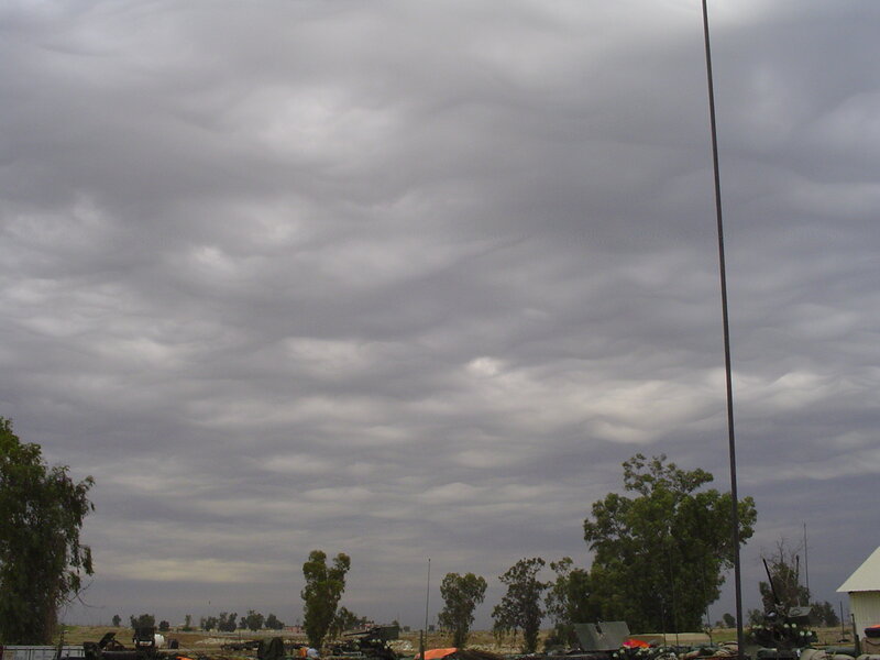 Military base under cloudy sky
