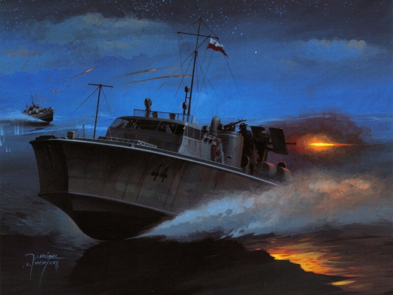 Military Boat at Night