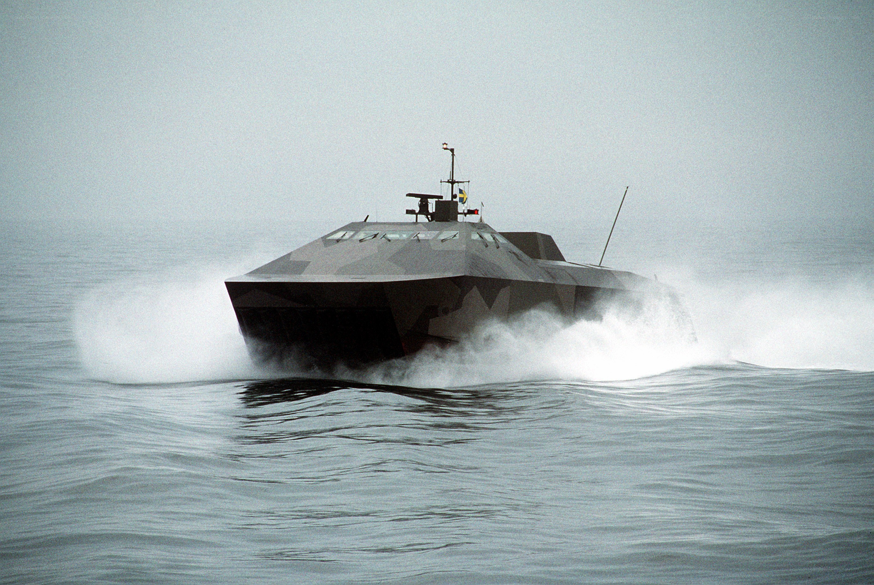 Military boat in motion
