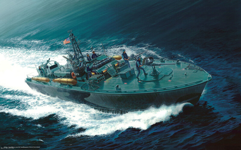 Military boat in rough sea