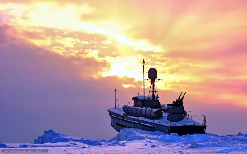Military Boat on Ice