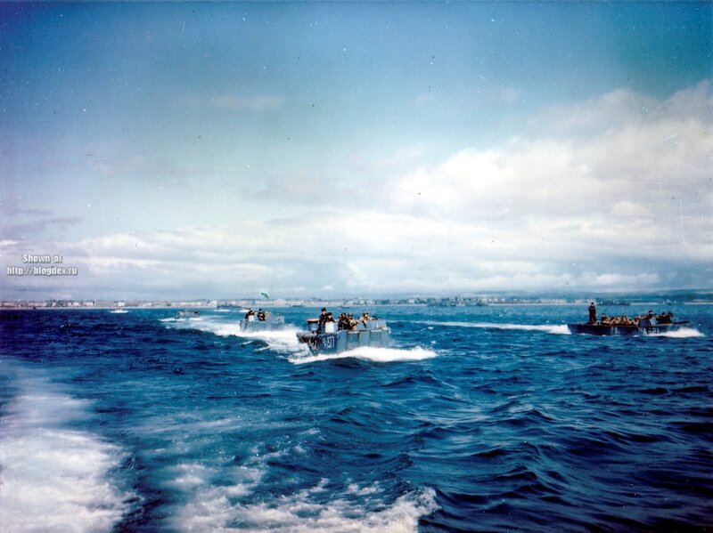 Military boats in formation