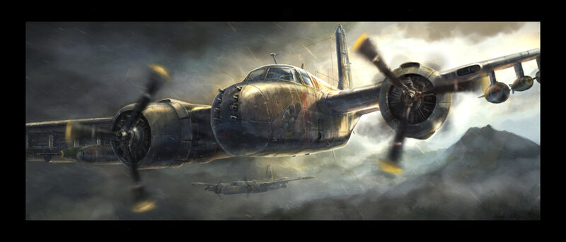 Military Bomber Aircraft — Gray, Dramatic
