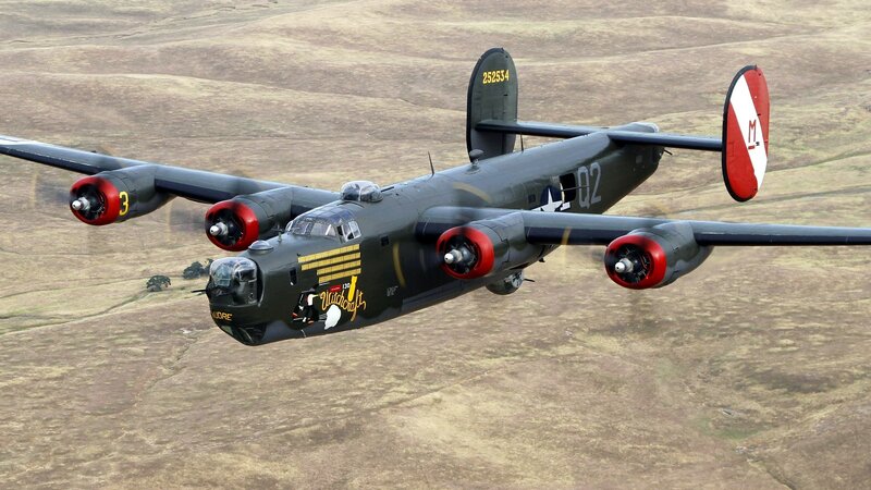 Military Bomber Aircraft — Green, Dynamic, Afternoon, Photograph