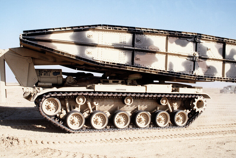 Military bridge-laying vehicle
