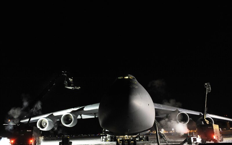 Military Cargo Plane — Black, Dramatic