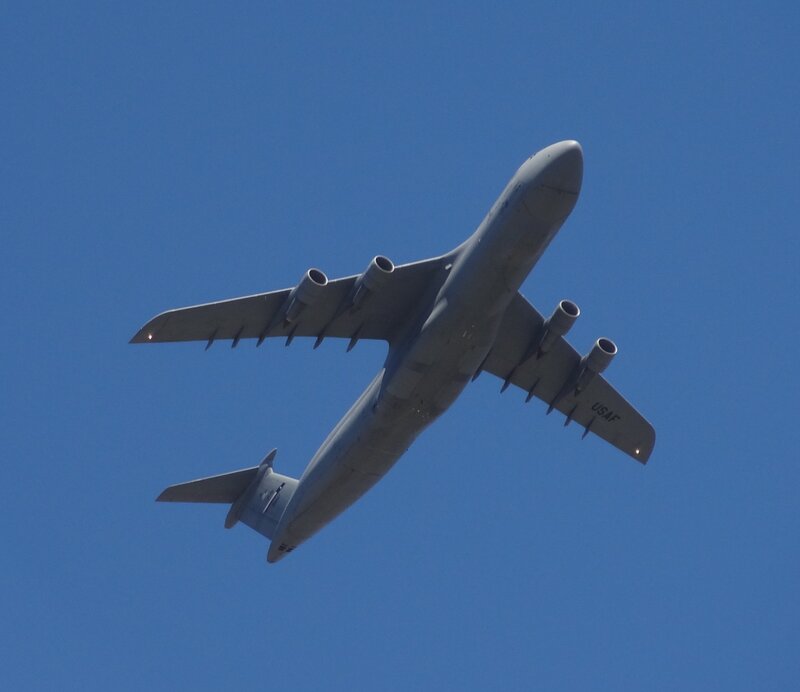 Military Cargo Plane — Blue, Clear, Afternoon, Photograph, Aircraft