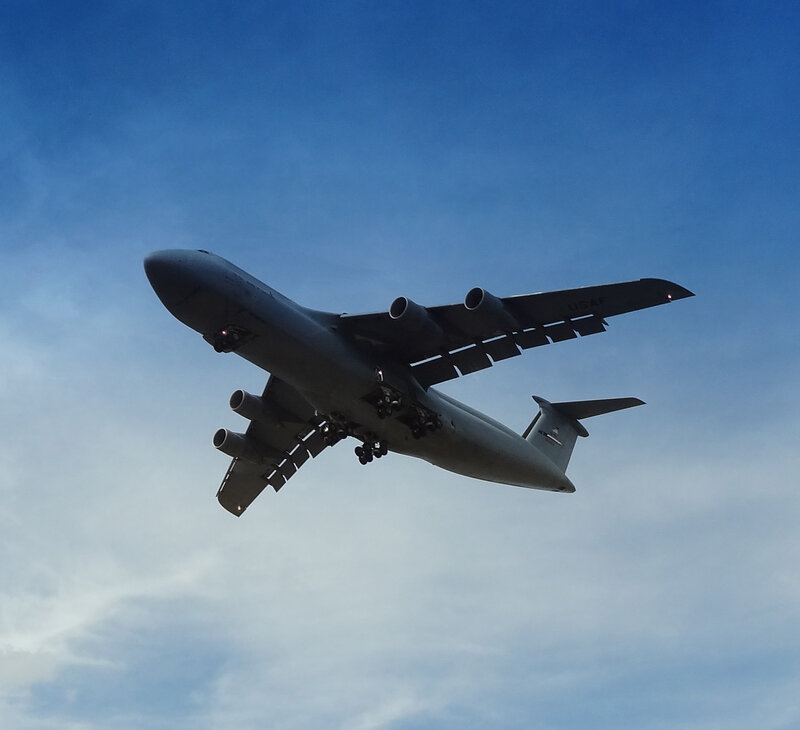 Military Cargo Plane — Blue, Dramatic