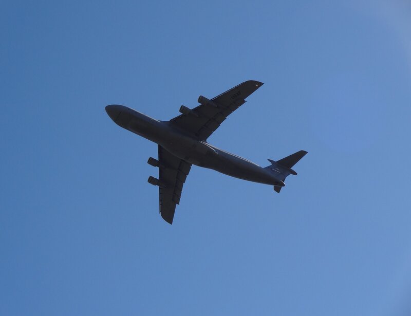 Military Cargo Plane — Blue, Serene, Afternoon