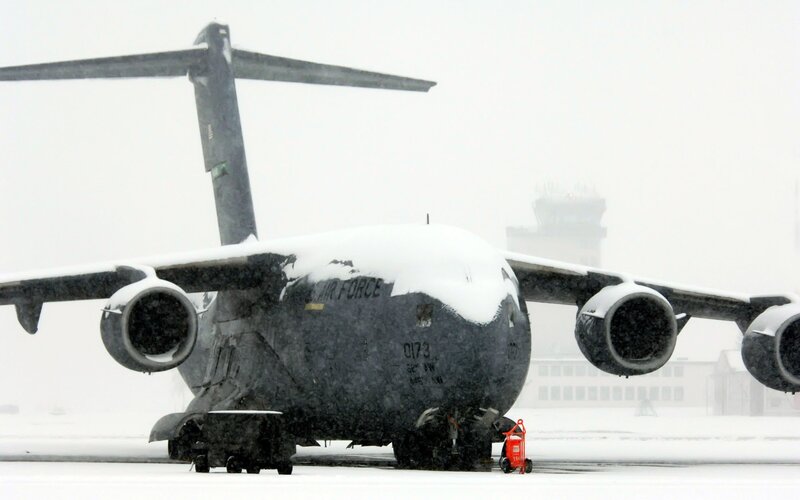 Military Cargo Plane — White, Cold