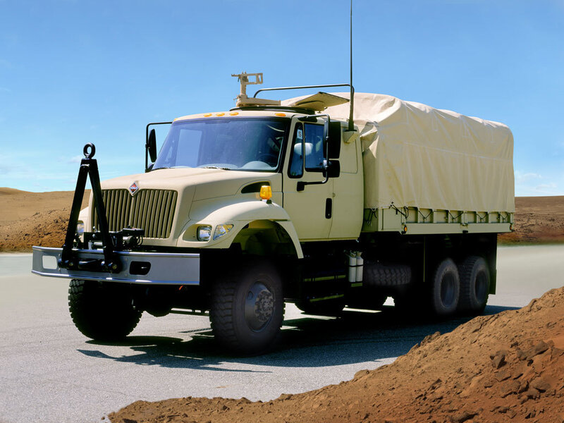 Military cargo truck in desert