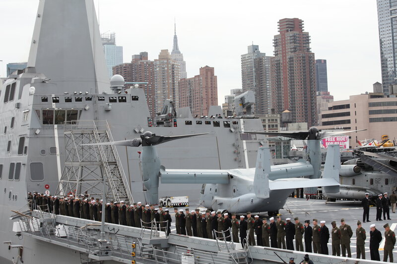 Military ceremony on aircraft carrier