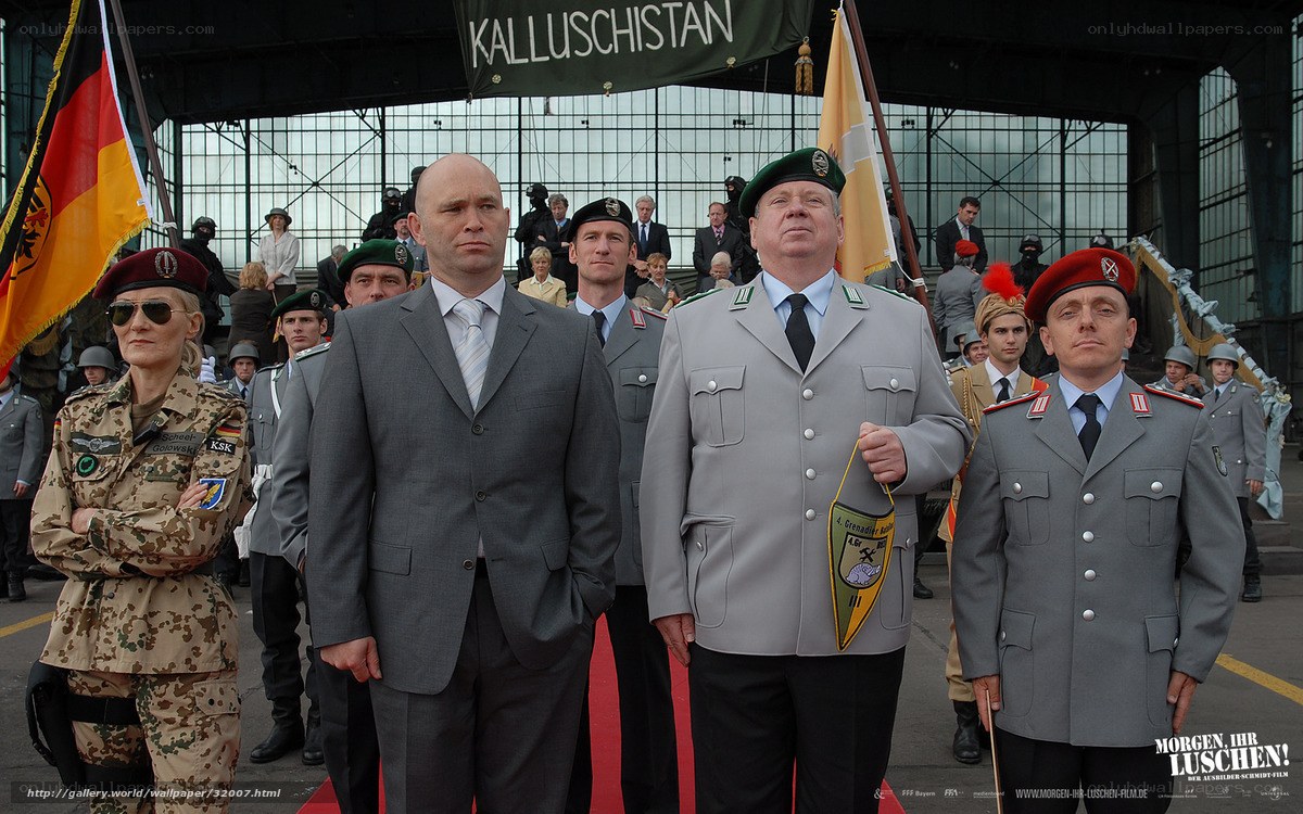 Military ceremony with German flags