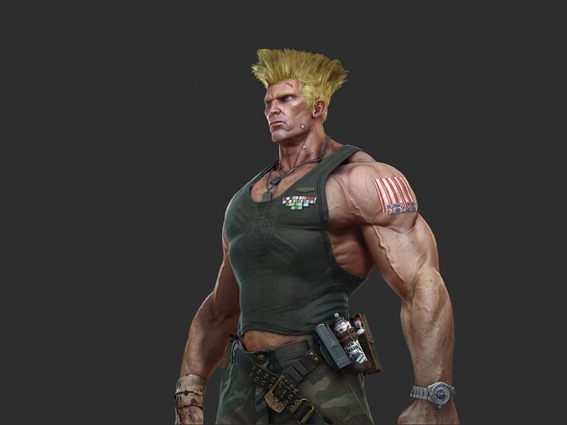 military character with patriotic tattoo