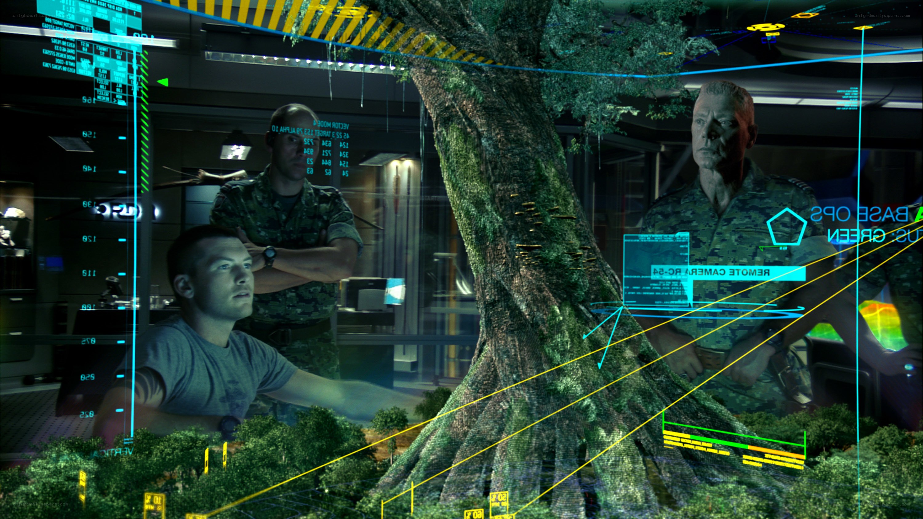military command center with hologram