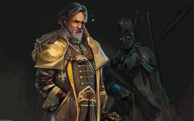 military commander with armored guard