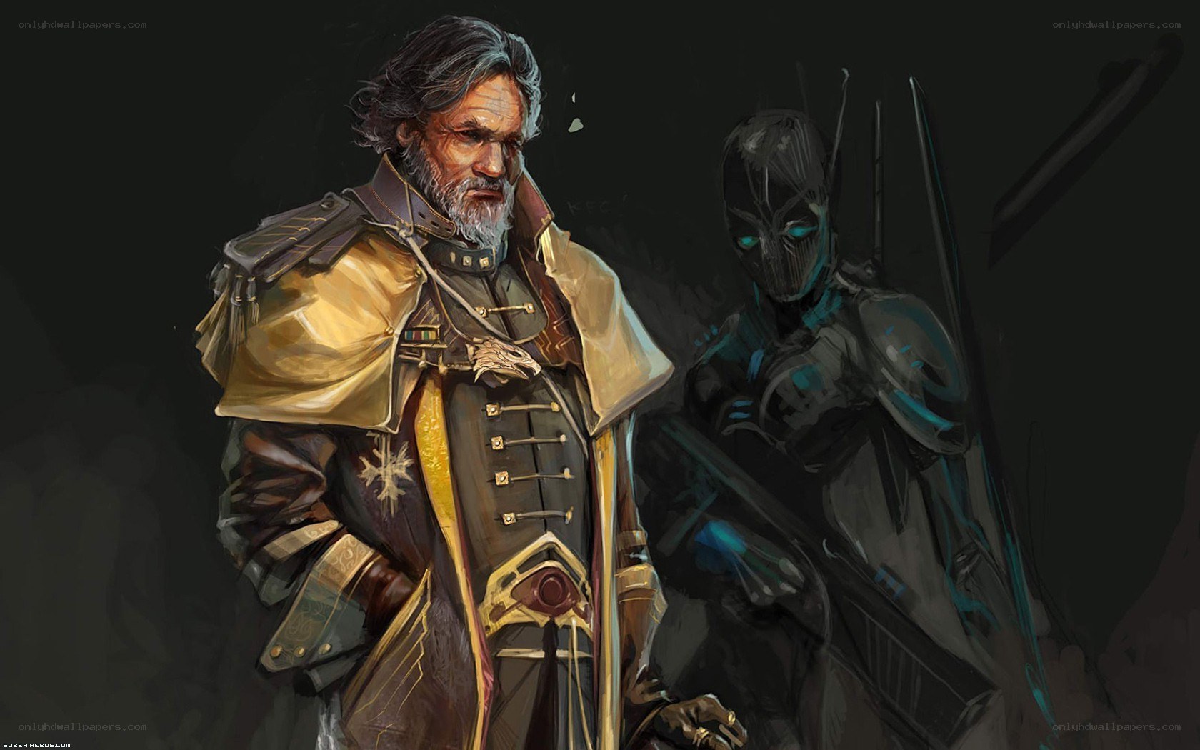 military commander with armored guard