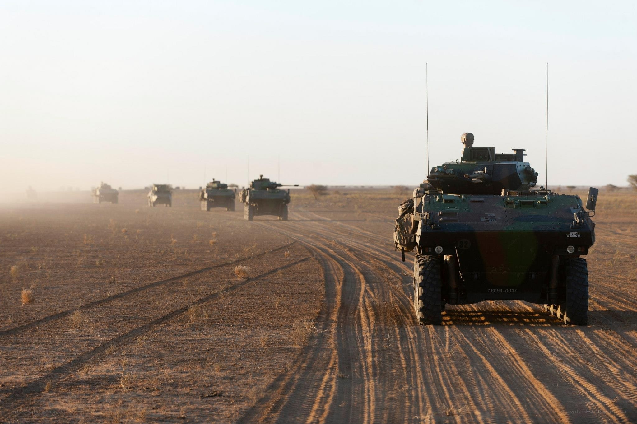 Military convoy in desert
