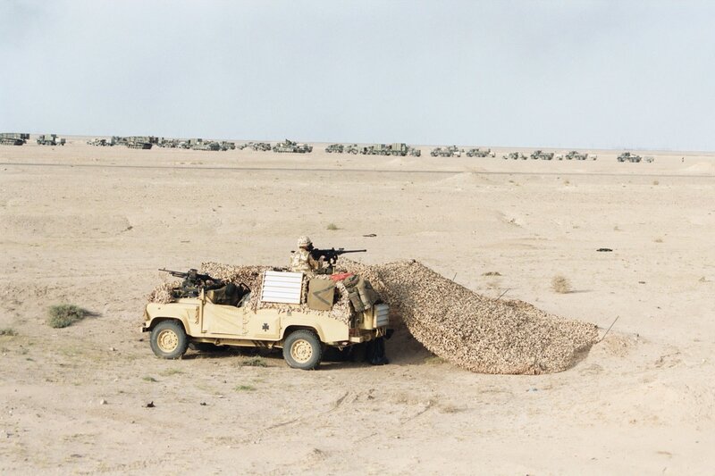 Military convoy in desert