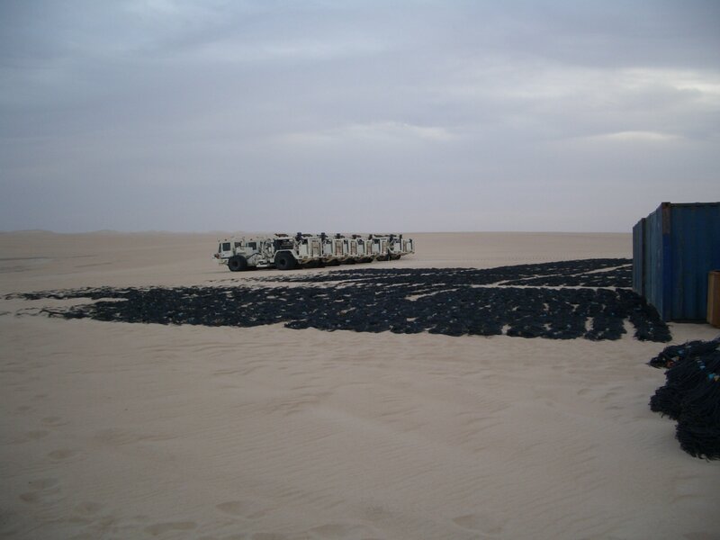 Military convoy in desert