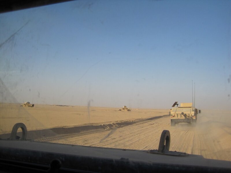 Military convoy in desert
