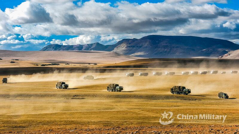 Military Convoy in Desert — Brown