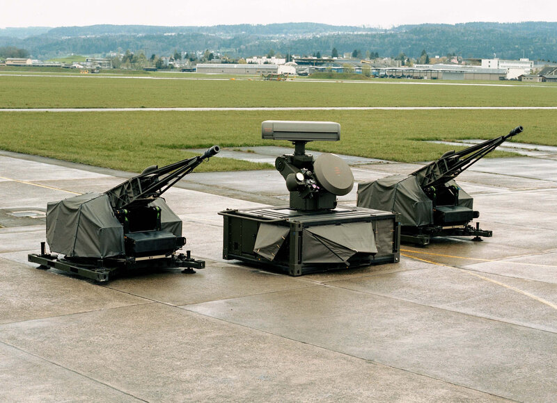Military defense systems on tarmac