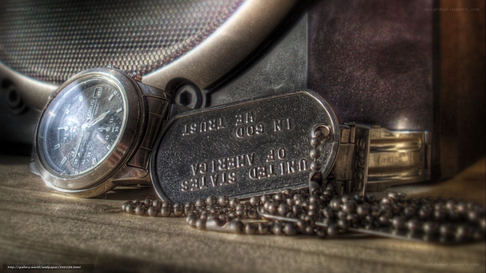 Military dog tag and watch