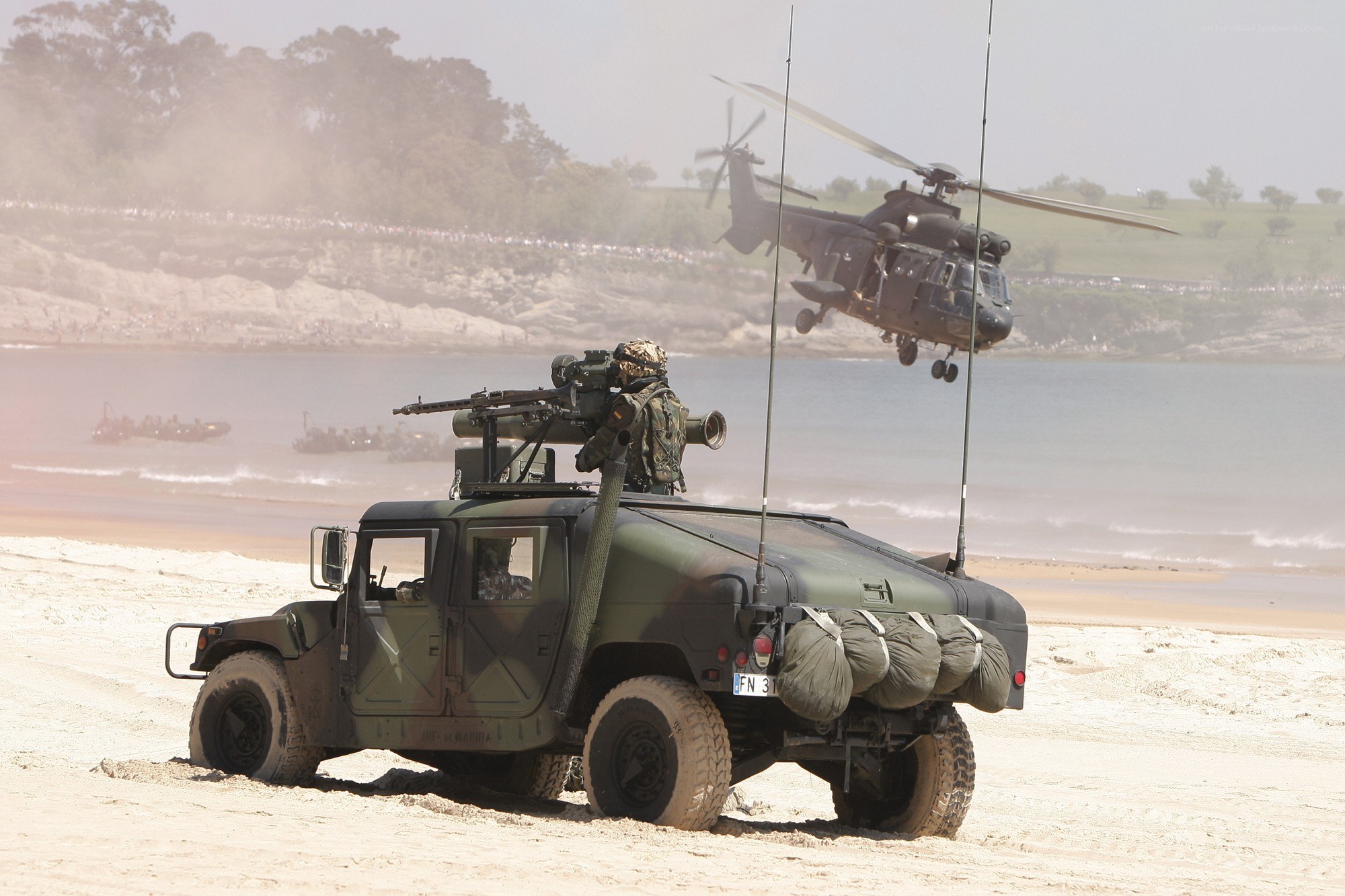 Military exercise on beach