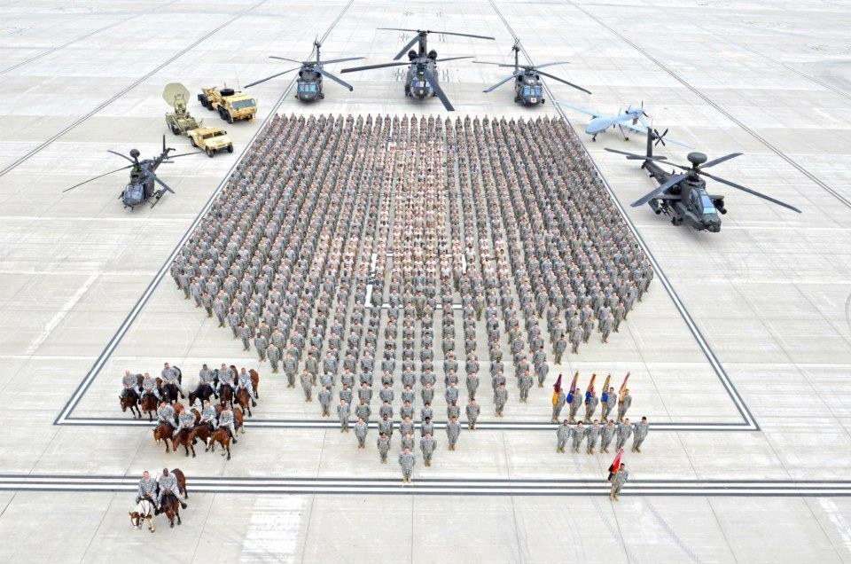Military formation on airfield