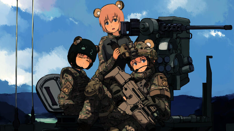 military girls with weapons