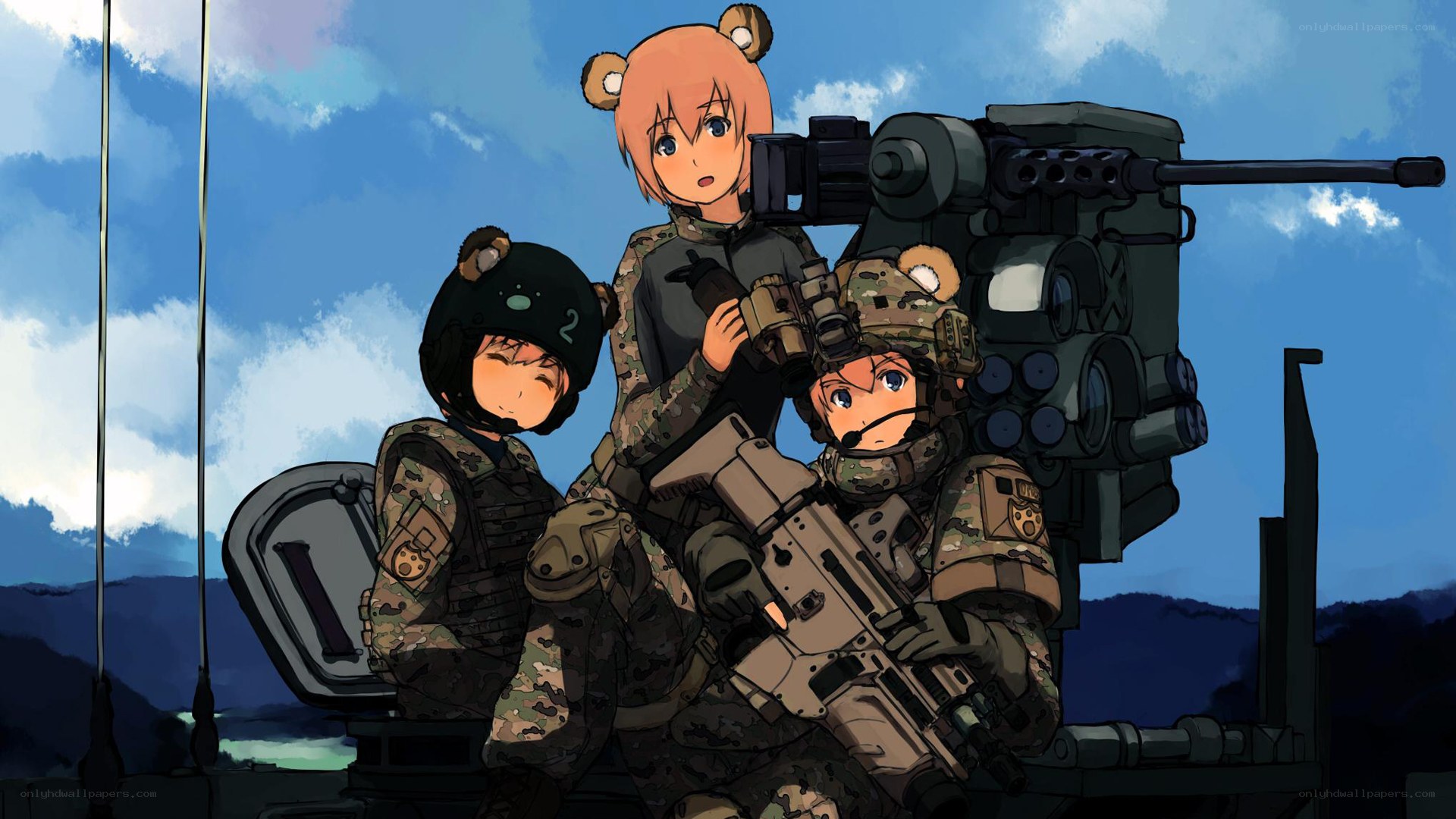military girls with weapons
