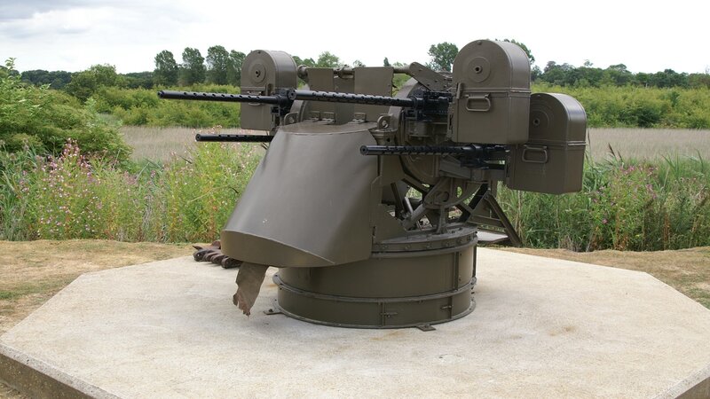 Military gun turret on display