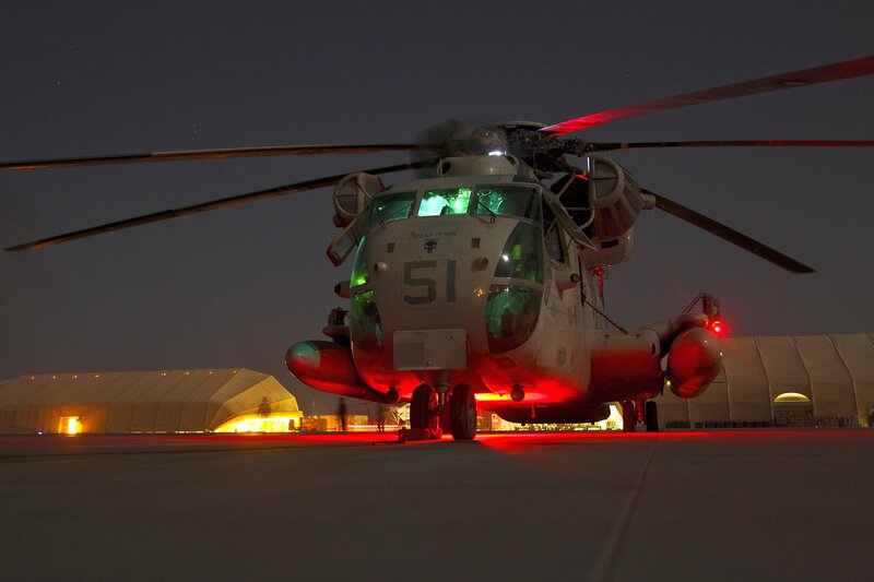 Military Helicopter at Night — Black