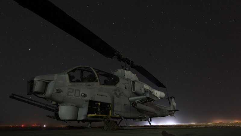Military Helicopter at Night — Gray