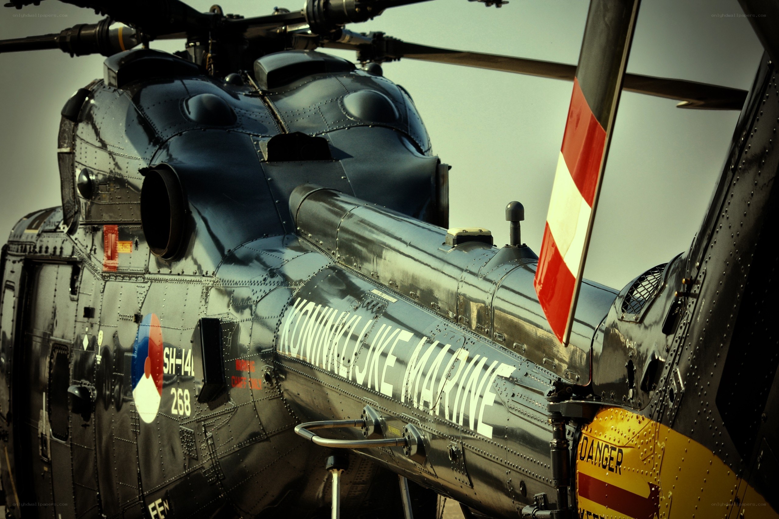 Military helicopter close-up