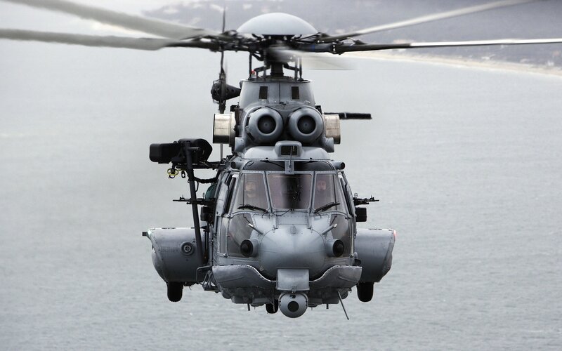 Military Helicopter — Gray, Dramatic, Photograph, Sea