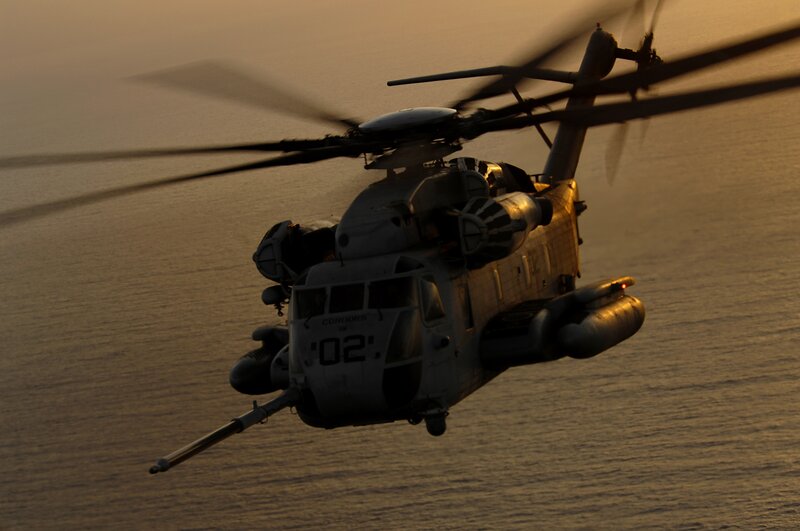 Military Helicopter — Gray, Dramatic, Sunset, Photograph