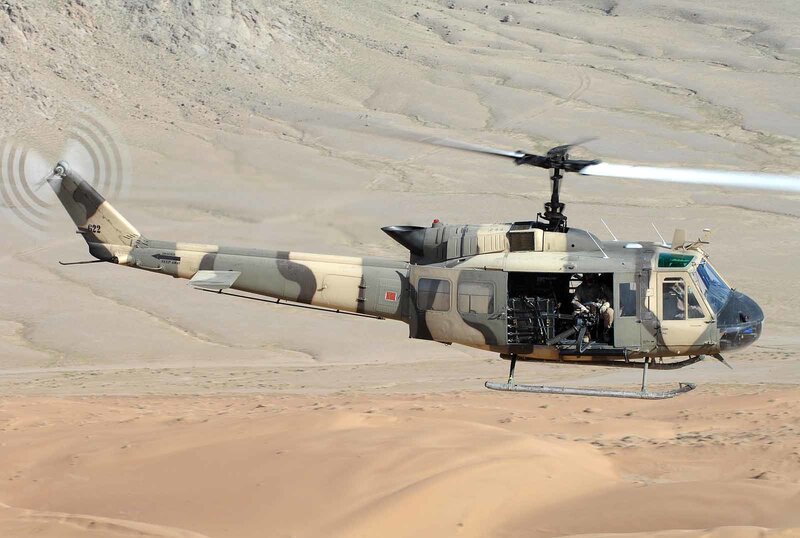 Military helicopter in desert