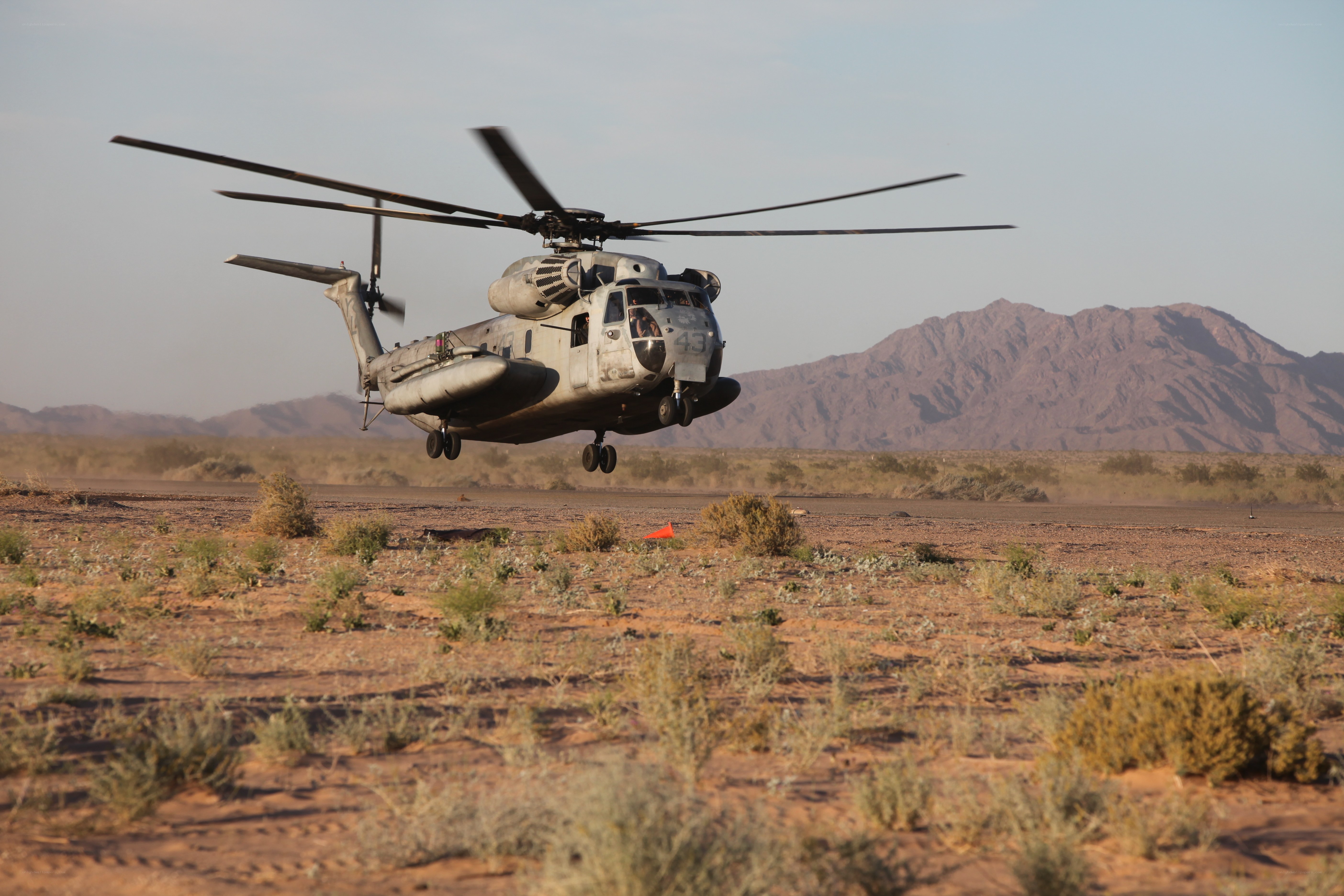 Military helicopter in desert