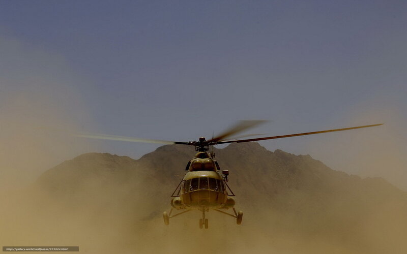 Military Helicopter in Desert — Brown, Dramatic