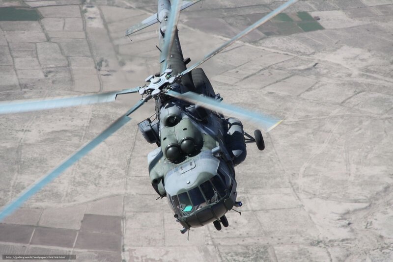 Military helicopter in flight
