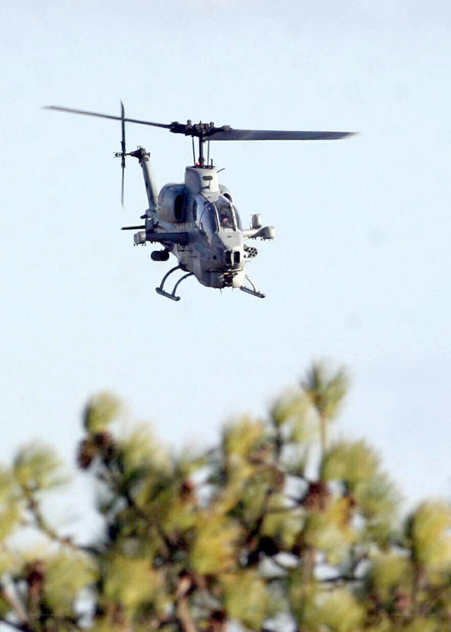 Military helicopter in flight