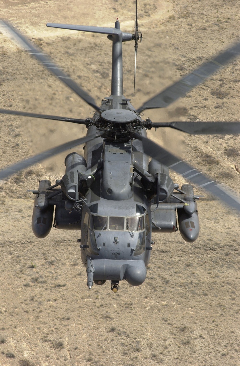 Military helicopter in flight
