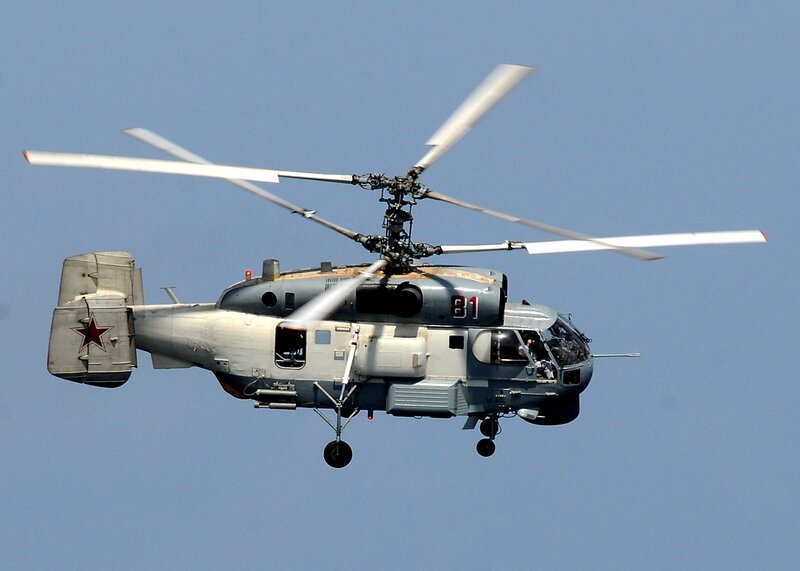 Military helicopter in flight