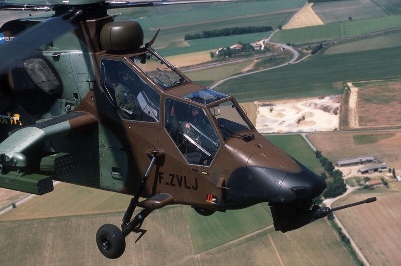 Military helicopter in flight