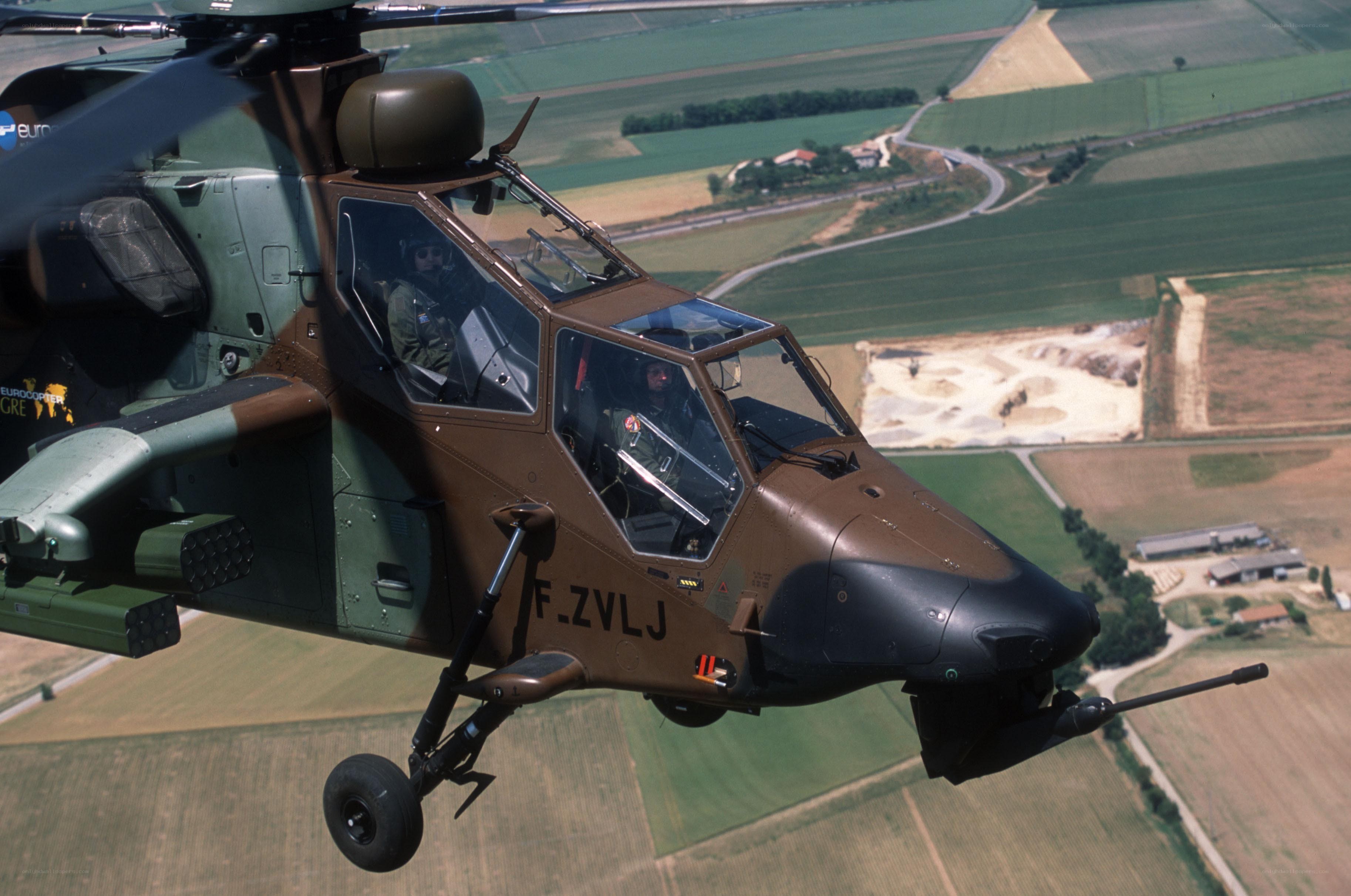 Military helicopter in flight